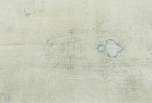 Antique Muted Beige Floral 7'7X10'6 Distressed Vintage Oriental Rug