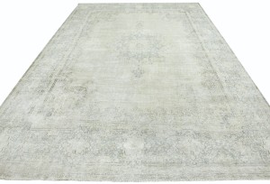 Antique Muted Floral 10X13 Distressed Vintage Oriental Rug