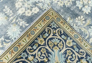 Antique Muted Navy Floral 9'5X12'9 Distressed Vintage Oriental Rug