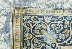 Antique Muted Navy Floral 9'5X12'9 Distressed Vintage Oriental Rug