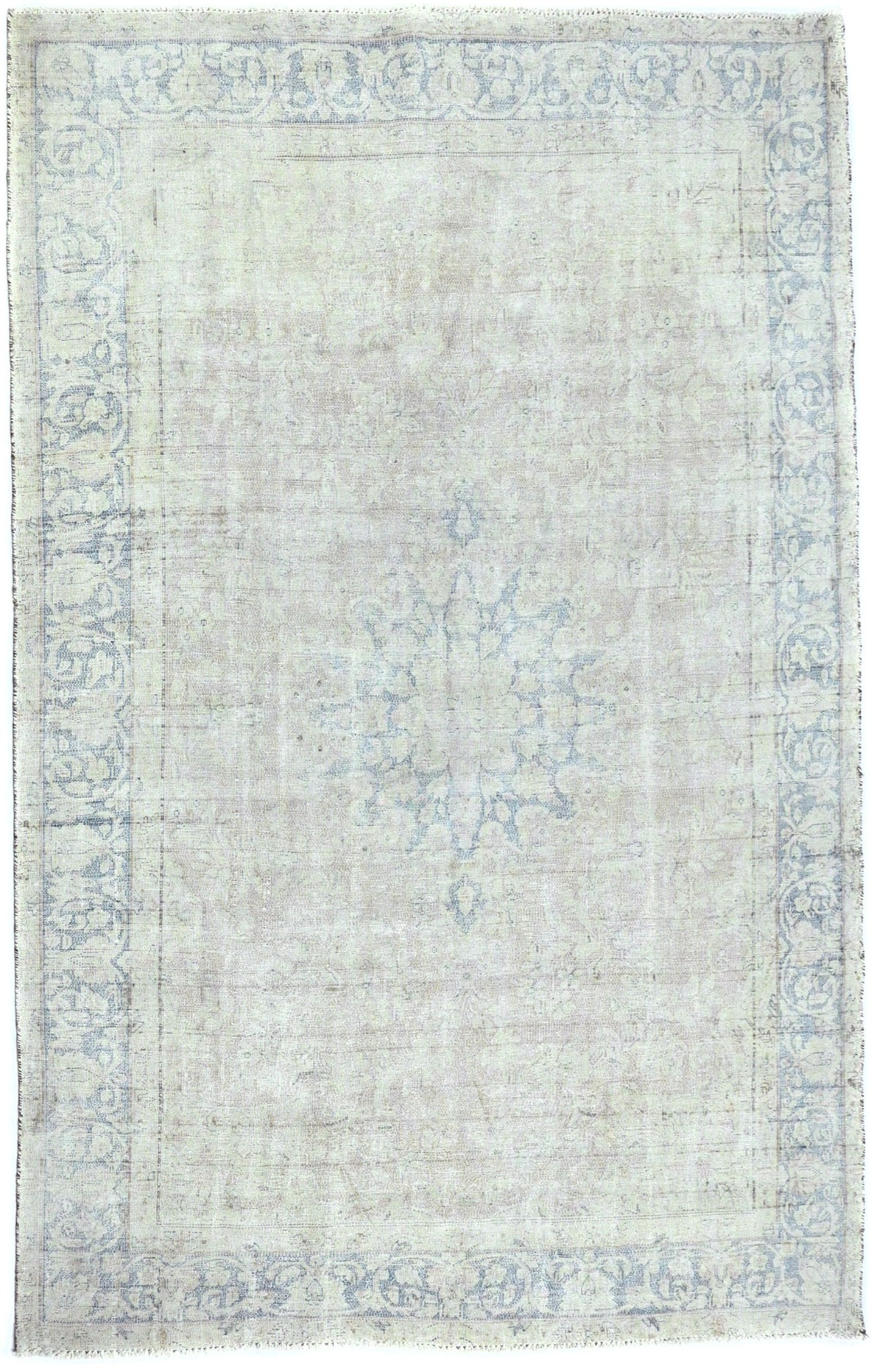 Antique Muted Floral 6'3X9'9 Distressed Vintage Oriental Rug