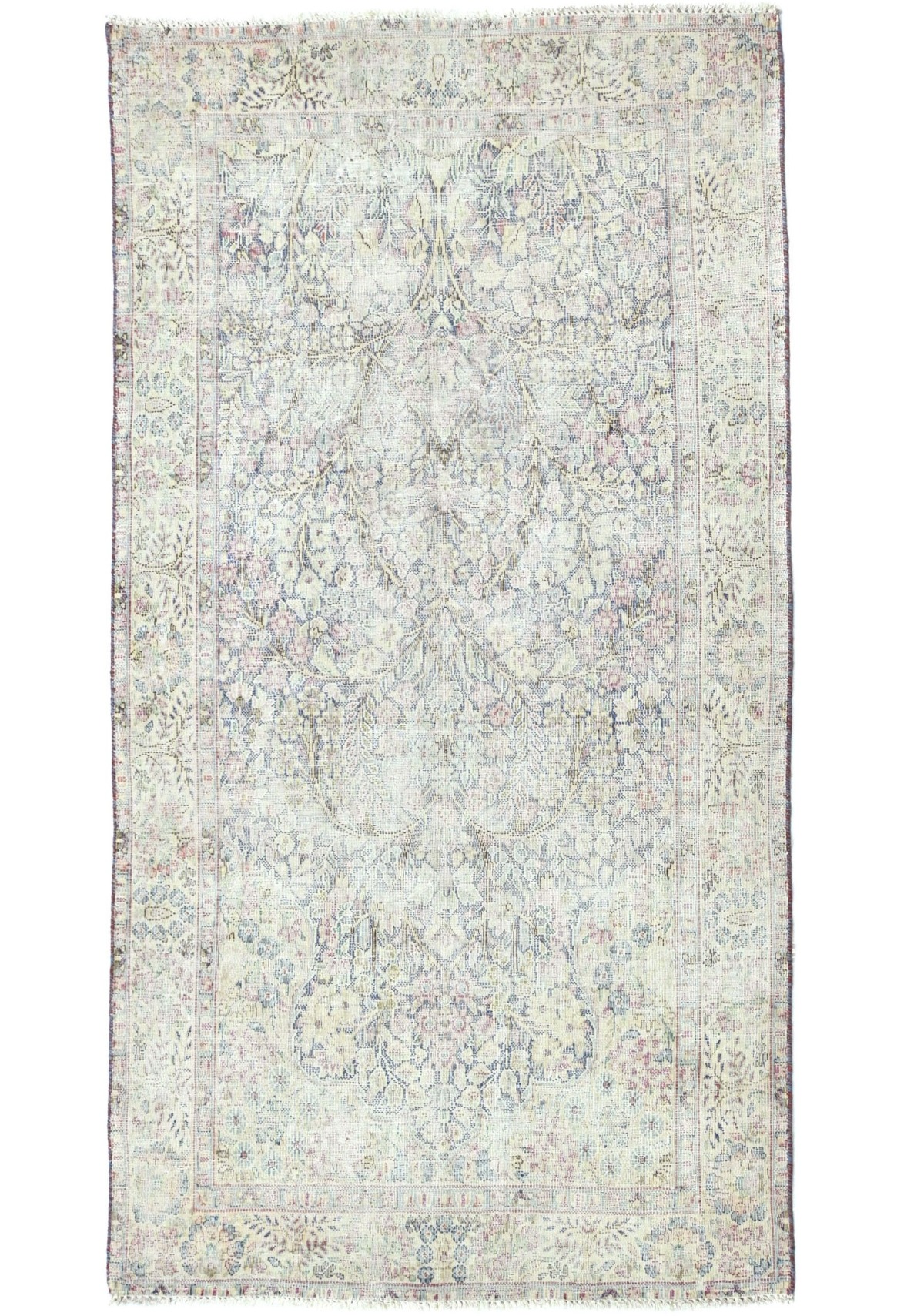 Square Vintage Carpet Rug With Star Motifs, Muted Color Handmade