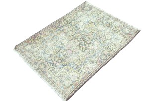 Antique Muted Floral 1'9X2'5 Distressed Vintage Oriental Rug