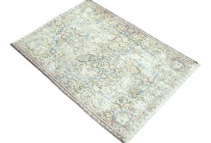 Antique Muted Floral 1'9X2'5 Distressed Vintage Oriental Rug