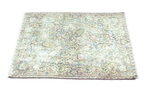 Antique Muted Floral 1'9X2'5 Distressed Vintage Oriental Rug