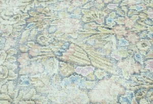 Antique Muted Floral 1'9X2'5 Distressed Vintage Oriental Rug