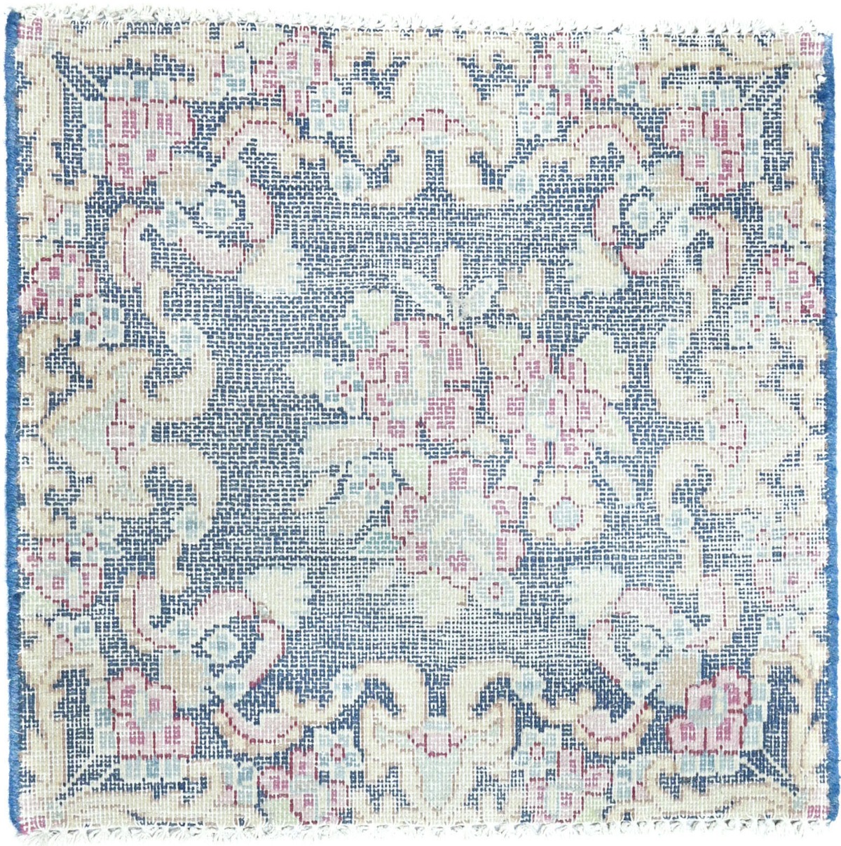 Antique Muted Floral 1'6X1'7 Distressed Vintage Oriental Square Rug