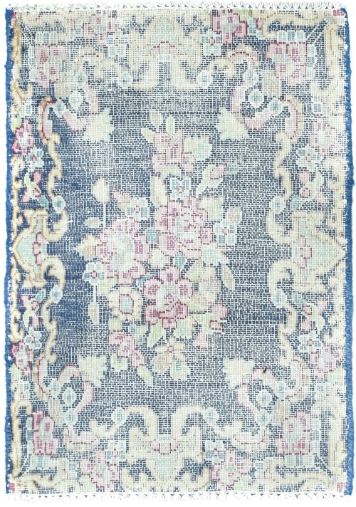 Antique Muted Navy Floral 1'5X2 Distressed Vintage Oriental Rug