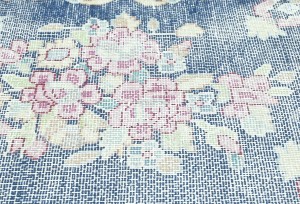 Antique Muted Navy Floral 1'5X2 Distressed Vintage Oriental Rug