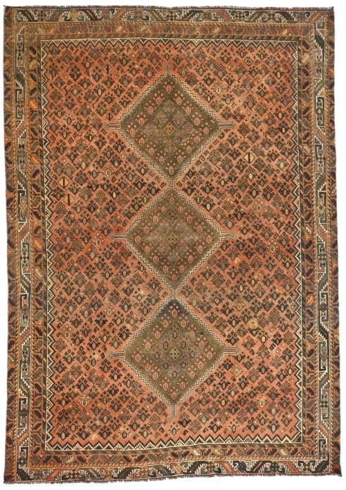 Antique Muted Rust Tribal 7X9 Distressed Vintage Oriental Rug