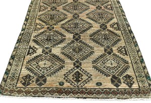 Antique Muted Khaki Tribal 4X6 Distressed Vintage Oriental Rug