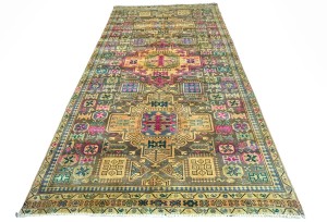 Antique Muted Brown Tribal 5X10 Distressed Vintage Oriental Runner Rug