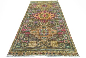 Antique Muted Brown Tribal 5X10 Distressed Vintage Oriental Runner Rug
