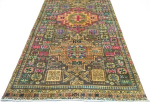 Antique Muted Brown Tribal 5X10 Distressed Vintage Oriental Runner Rug
