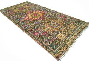 Antique Muted Brown Tribal 5X10 Distressed Vintage Oriental Runner Rug