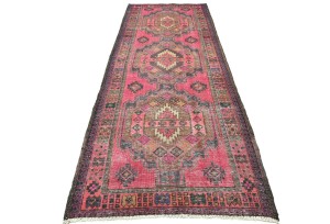 Antique Muted Tribal 4X10 Distressed Vintage Oriental Runner Rug
