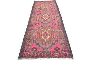 Antique Muted Tribal 4X10 Distressed Vintage Oriental Runner Rug