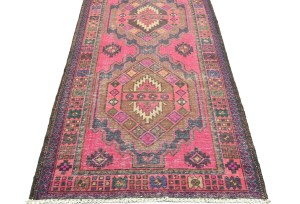 Antique Muted Tribal 4X10 Distressed Vintage Oriental Runner Rug