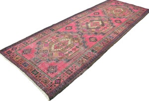 Antique Muted Tribal 4X10 Distressed Vintage Oriental Runner Rug