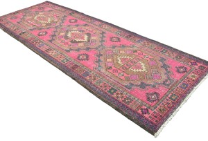Antique Muted Tribal 4X10 Distressed Vintage Oriental Runner Rug
