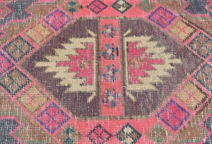 Antique Muted Tribal 4X10 Distressed Vintage Oriental Runner Rug