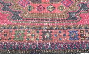 Antique Muted Tribal 4X10 Distressed Vintage Oriental Runner Rug