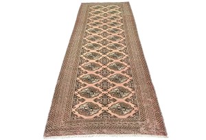 Antique Muted Salmon 3X9 Distressed Vintage Oriental Runner Rug