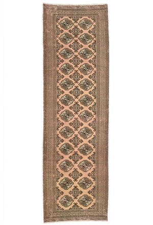 Antique Muted Salmon 3X9 Distressed Vintage Oriental Runner Rug