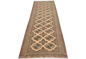 Antique Muted Salmon 3X9 Distressed Vintage Oriental Runner Rug