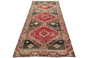 Antique Muted Tribal 3'8X8'5 Distressed Vintage Oriental Runner Rug
