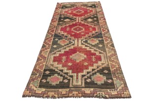 Antique Muted Tribal 3'8X8'5 Distressed Vintage Oriental Runner Rug