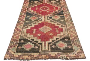 Antique Muted Tribal 3'8X8'5 Distressed Vintage Oriental Runner Rug