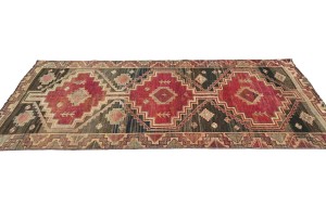 Antique Muted Tribal 3'8X8'5 Distressed Vintage Oriental Runner Rug