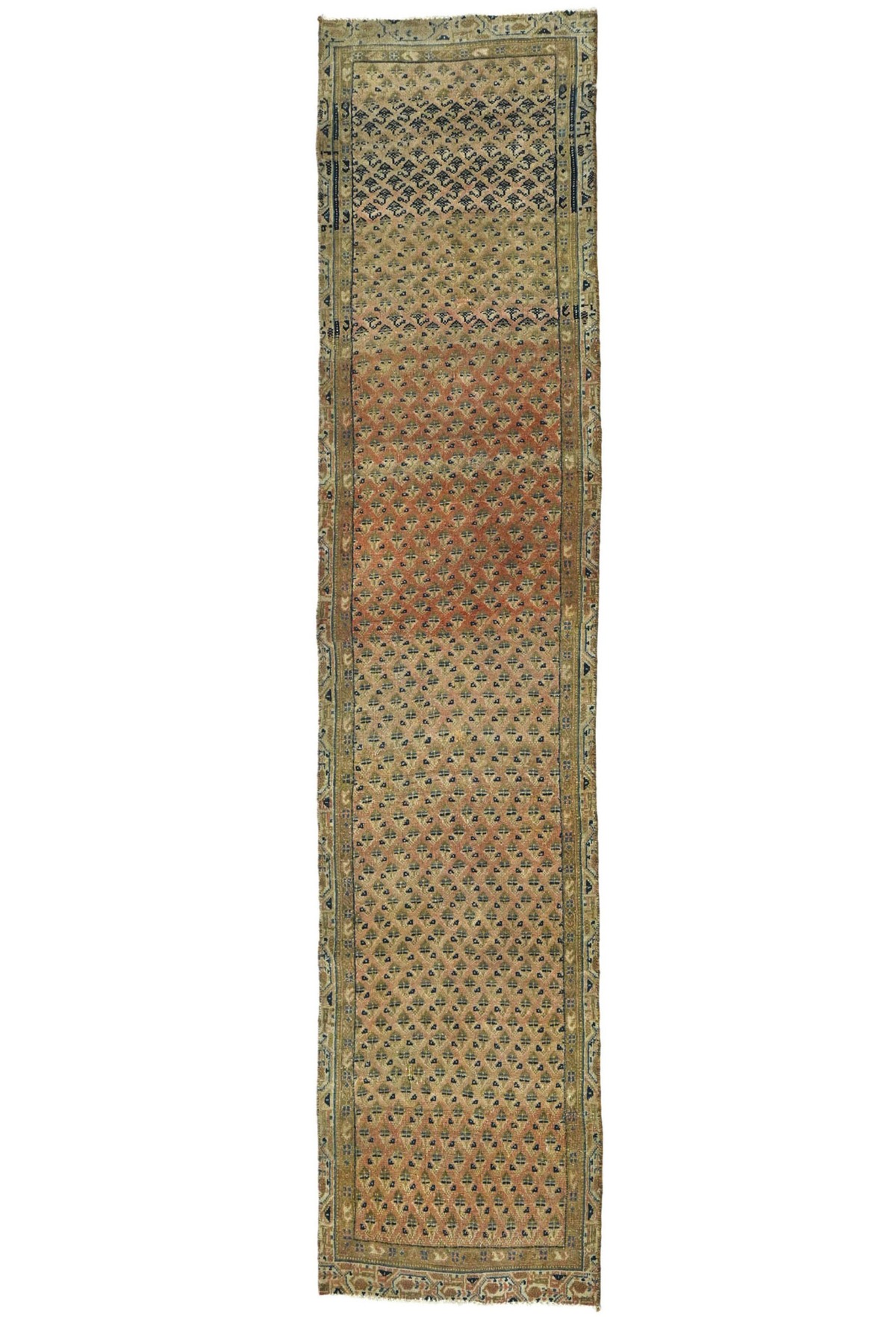 Antique Muted Tribal 2'3X9'7 Distressed Vintage Oriental Runner Rug