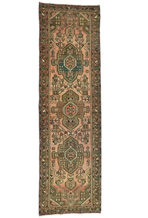 Antique Muted Tribal 3X10 Distressed Vintage Oriental Runner Rug