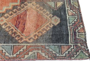 Antique Muted Brown Tribal 3'6X7'8 Distressed Vintage Oriental Runner Rug