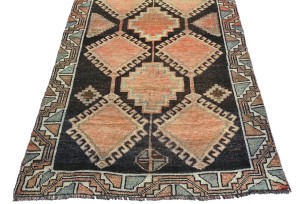 Antique Muted Brown Tribal 3'6X7'8 Distressed Vintage Oriental Runner Rug