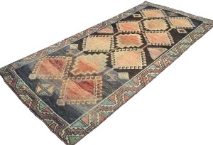 Antique Muted Brown Tribal 3'6X7'8 Distressed Vintage Oriental Runner Rug