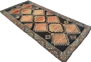 Antique Muted Brown Tribal 3'6X7'8 Distressed Vintage Oriental Runner Rug