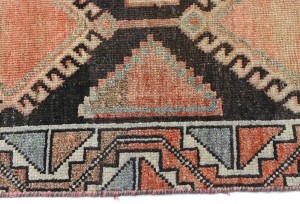 Antique Muted Brown Tribal 3'6X7'8 Distressed Vintage Oriental Runner Rug