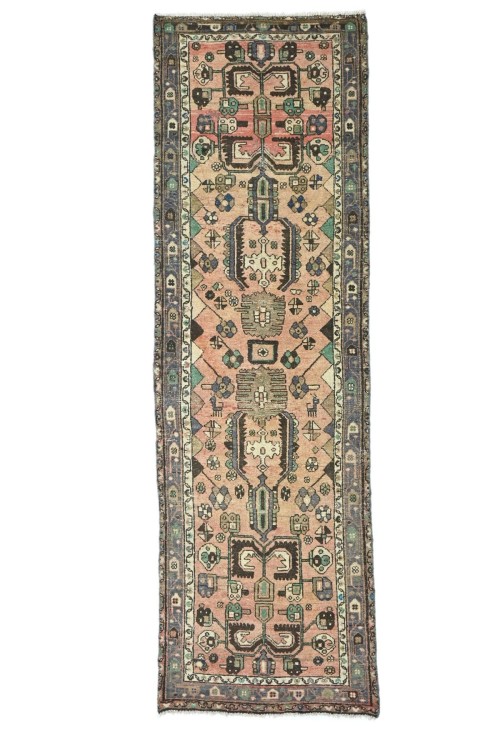 Antique Muted Tribal 3X10 Distressed Vintage Oriental Runner Rug