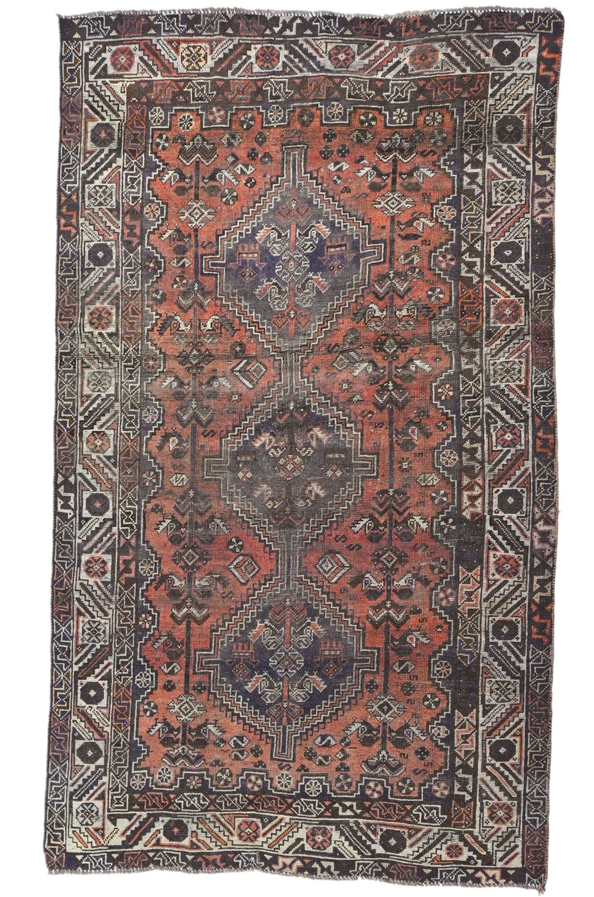 Antique Muted Rusty Red Tribal 5X8 Distressed Vintage Oriental Rug