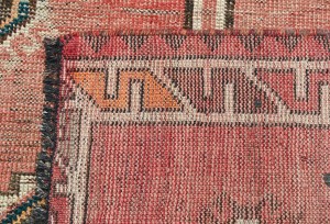 Antique Muted Tribal 4'4X7'6 Distressed Vintage Oriental Rug