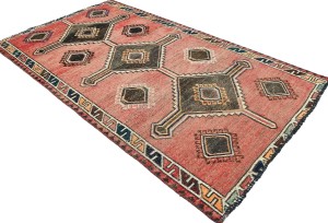 Antique Muted Tribal 4'4X7'6 Distressed Vintage Oriental Rug