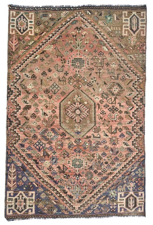 Antique Muted Tribal 4'9X7'5 Distressed Vintage Oriental Rug