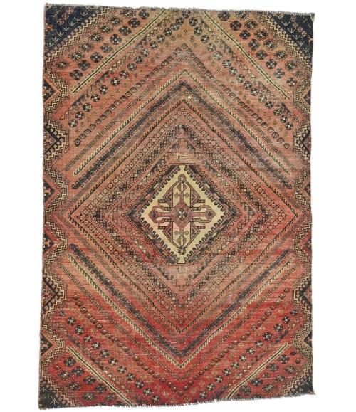 Antique Muted Tribal 5X7 Distressed Vintage Oriental Rug