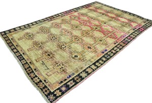 Antique Muted Beige Tribal 5X8 Distressed Vintage Oriental Rug