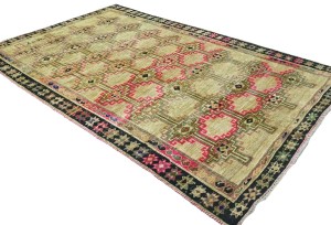 Antique Muted Beige Tribal 5X8 Distressed Vintage Oriental Rug