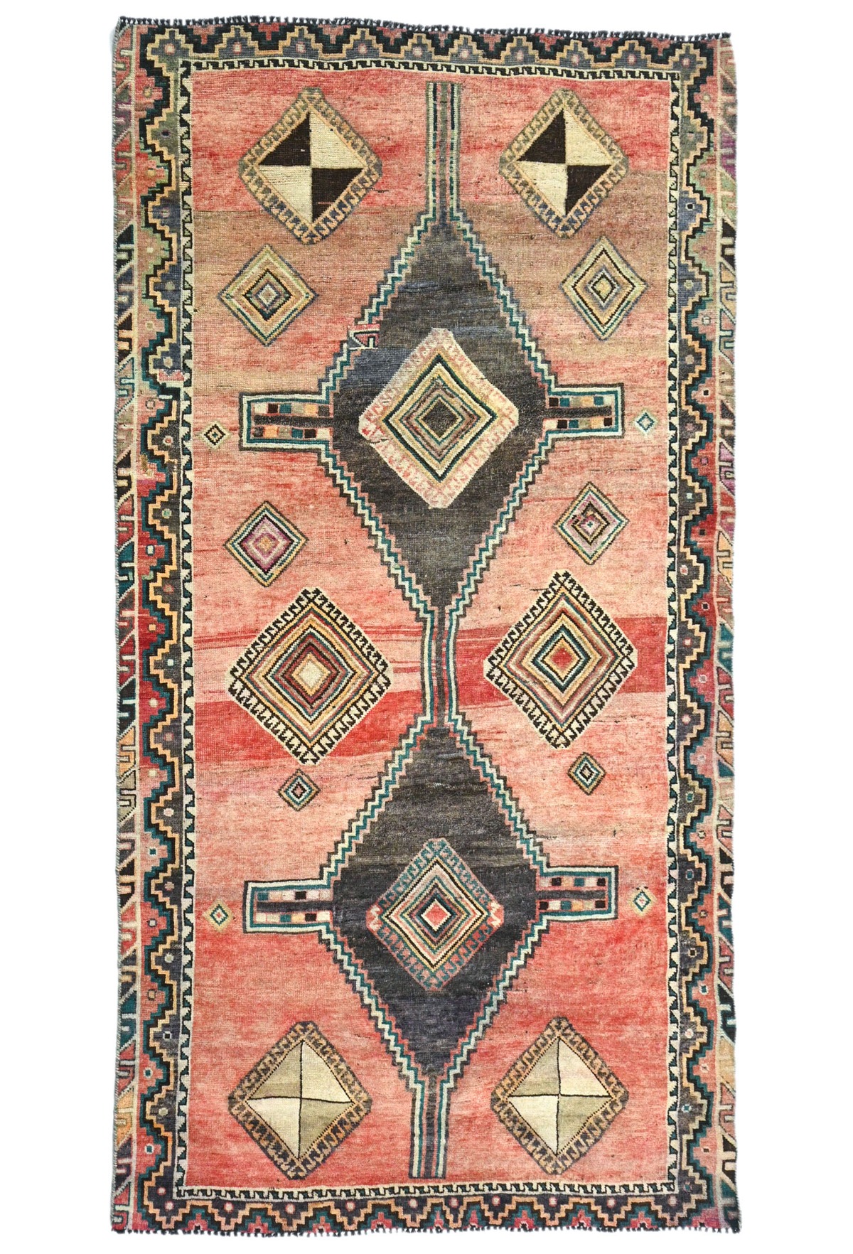 Antique Muted Tribal 4'7X8'3 Distressed Vintage Oriental Rug