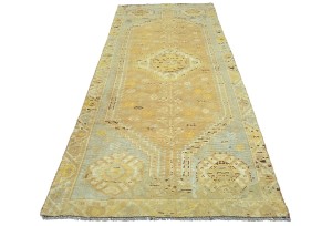 Antique Muted Peach Tribal 4X9 Distressed Vintage Oriental Runner Rug